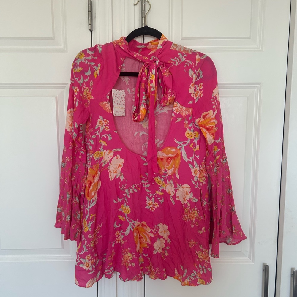 Free People Tate Tunic Retro Mini Dress in Lollipop Combo Pink - Picture 9 of 11